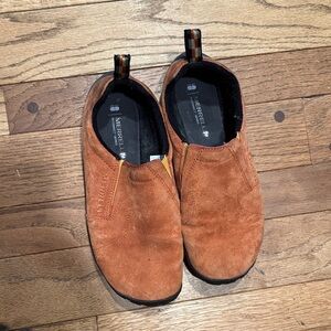 Merrell Womens Orange Suede Slip-On Loafers